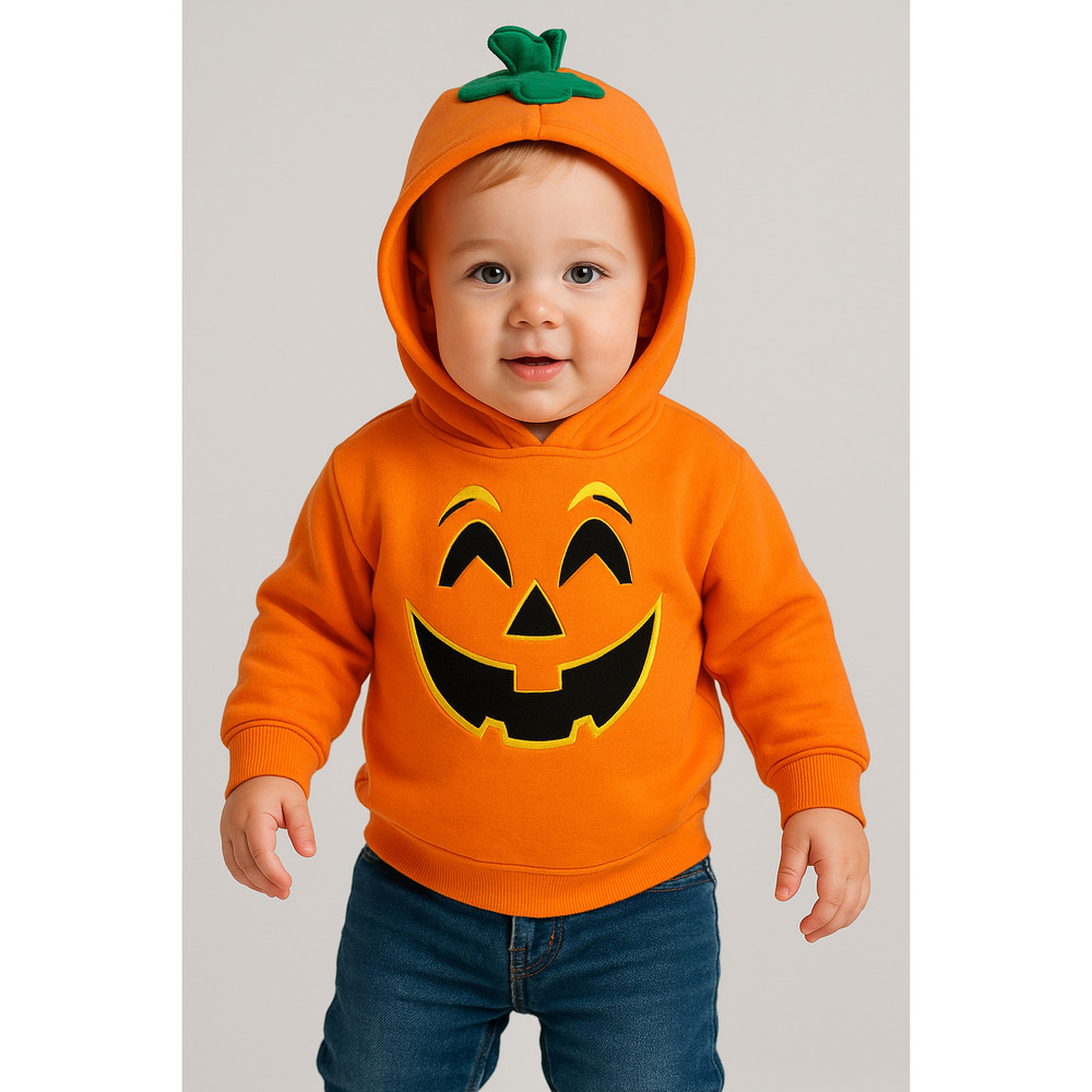 Miniwear Orange Pumpkin Face Pullover‎ Hoodie Sweatshirt Baby Size 24 Months